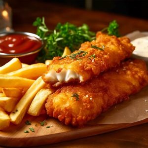 FISH AND CHIPS WITH FRENCH FRIES